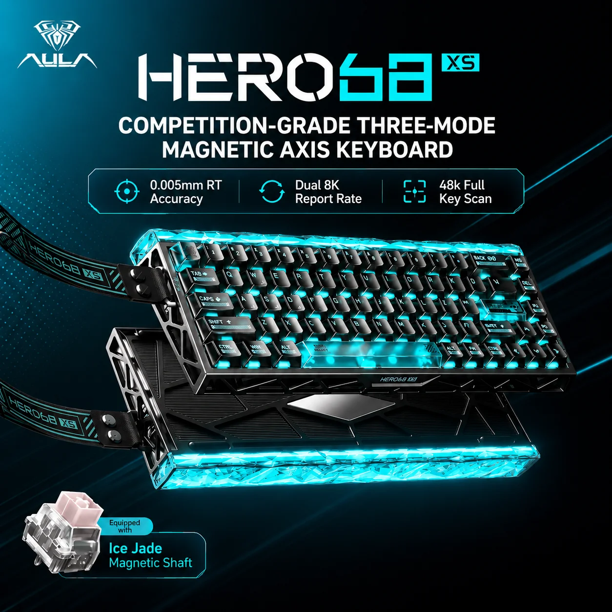 AULA HERO68XS Mechanical Keyboard Magnetic Switch Gaming Keyboard Hall Effect Switch 0.005mm RT Accuracy 8K Polling Rate RGB Tri