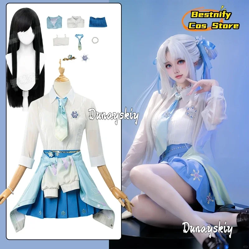

CosplayGame Justina Gu Cosplay Costume Women's Dresses School Jirai Kei Uniform じらいけい Naraka Valentine's Day Role-playing Unifor