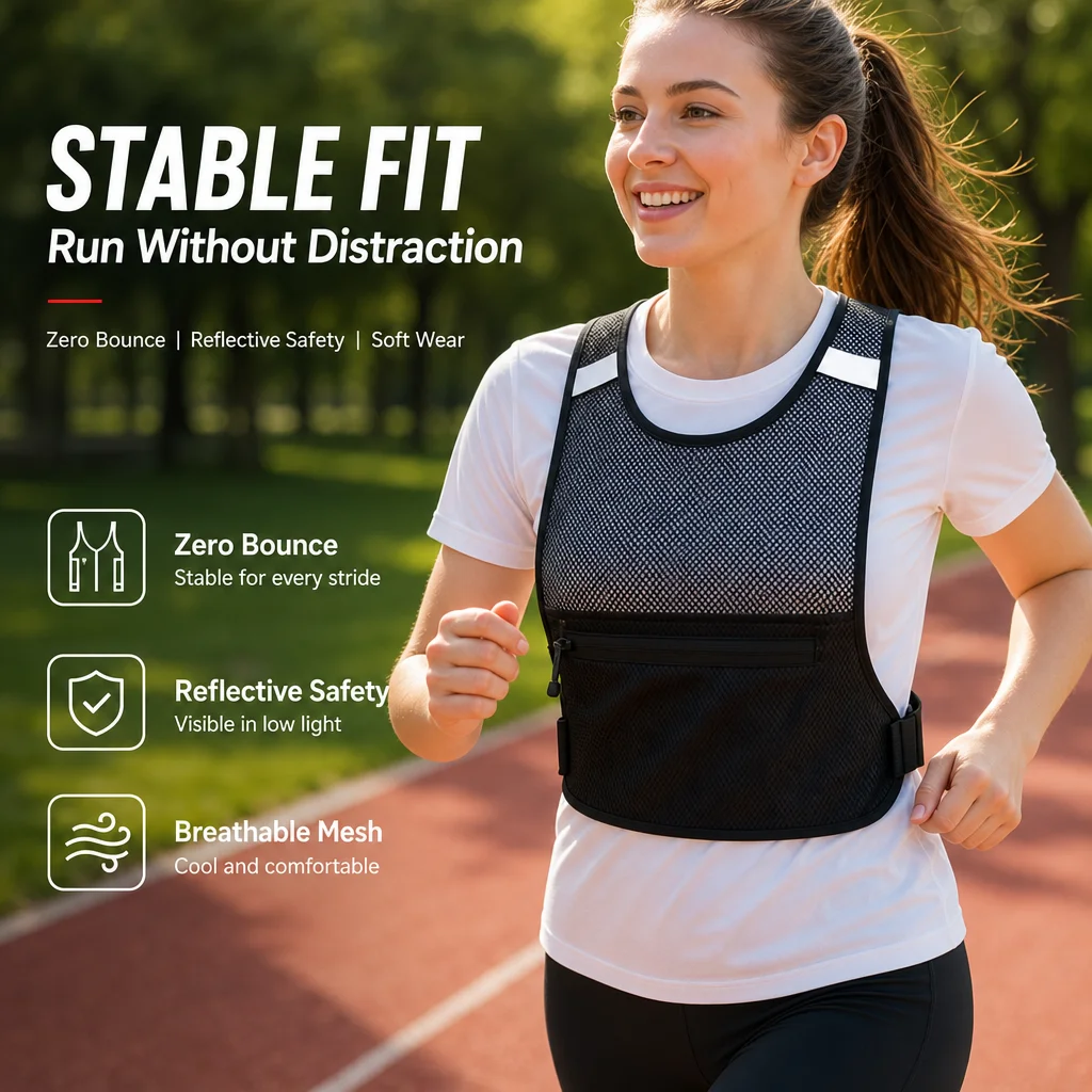 Reflective Cycling Vest - Reflective No-Bounce Running Chest Bag Breathable