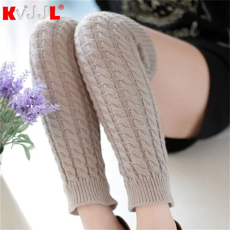 1Pair Woman Thigh High Warm Black Christmas Gifts Knit Knitted Knee Socks Winter Leg Warmers for Women Fashion Gaiters Boot Cuff