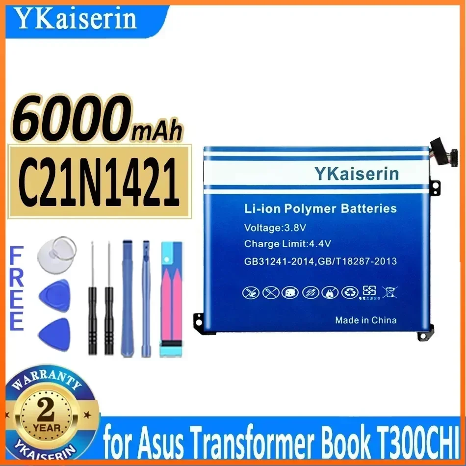 YKaiserin 6000mAh  C21N1421 C21N1418 Replacement Battery for Asus Transformer Book T300CHI T302CA T302CHI Laptop Batterie