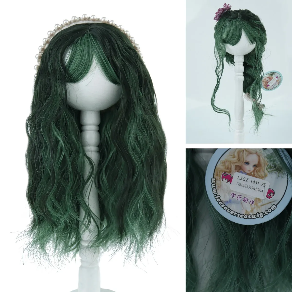 

Blyth Doll Hair Wig 9-10inch 25cm Long Curly Green Color Heat Resistant Wire Material for DIY Boy Girl Doll