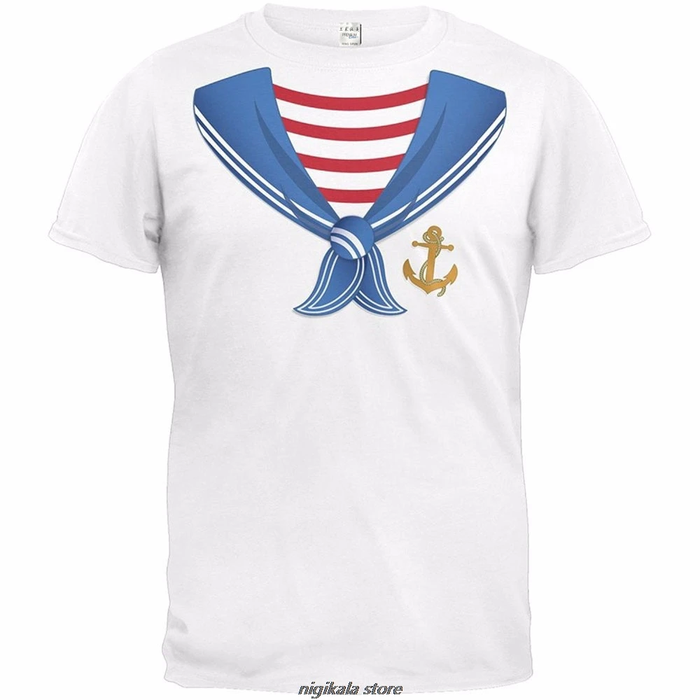 New  Spring Summer Autumn Men O Neck Short Sleeves T-Shirt Sailor Costume Low Price Round Neck Men Tees