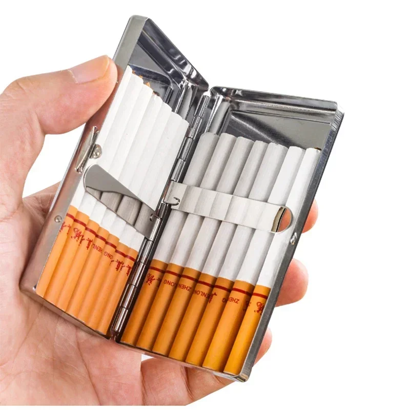 Mirror Face Metal Cigarettes Storage Box Ultra-thin Pockect Smoking Case Container with Clip for Camping Smoking Accessories