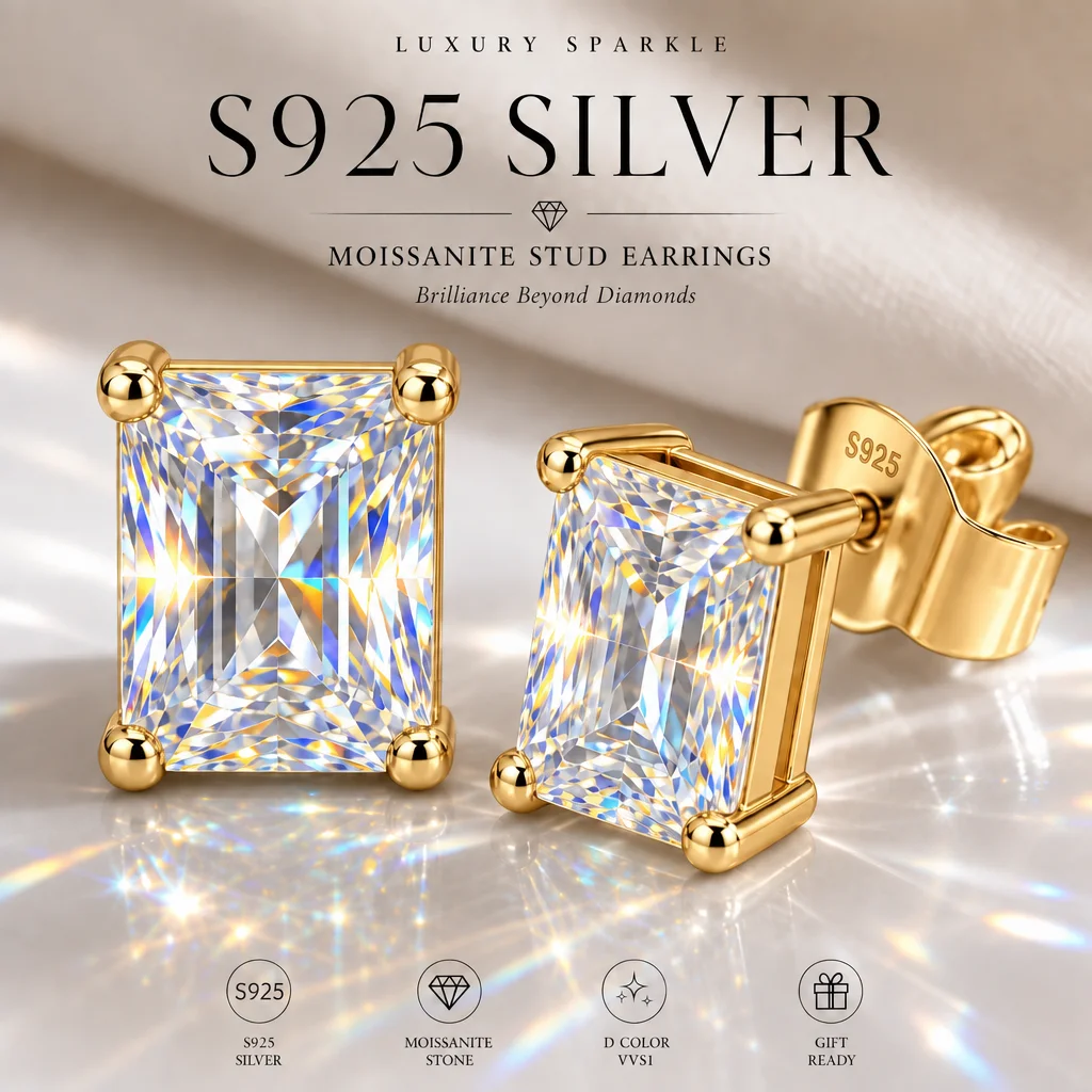S925 Sterling Silber Strahlende Form 3EX Schliff Zertifizierter 2,0ct Moissanit Damen-Ohrringe Party-Schmuck Geschenke Mit GRA-Zertifikat – Detail 8