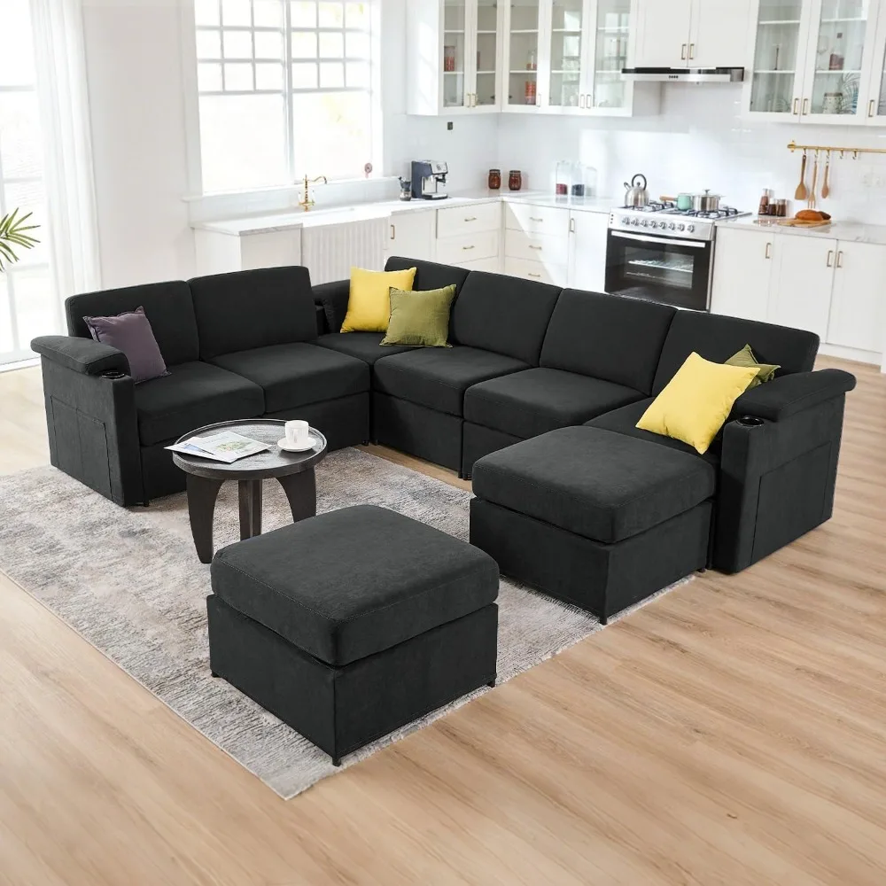 

Sectional Sofa Couch for Living Room,Velvet Couches Oversized U Shaped Sectional Couch,Convertible Sleeper Sofa