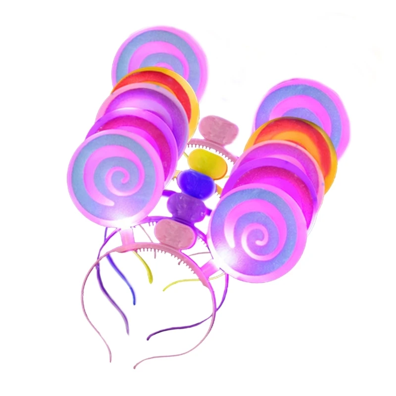 

Разный цвет, повязка на голову в виде леденца, светящийся обруч для волос, модная женская прическа на Хэллоуин, легкий головной