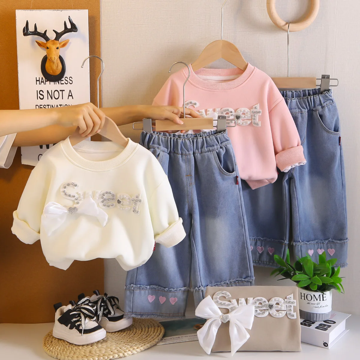 

2025 New Girls' Autumn Suit Baby Girls' Casual Clothes Children's Spring and Autumn Sweatshirts Two-Piece Set