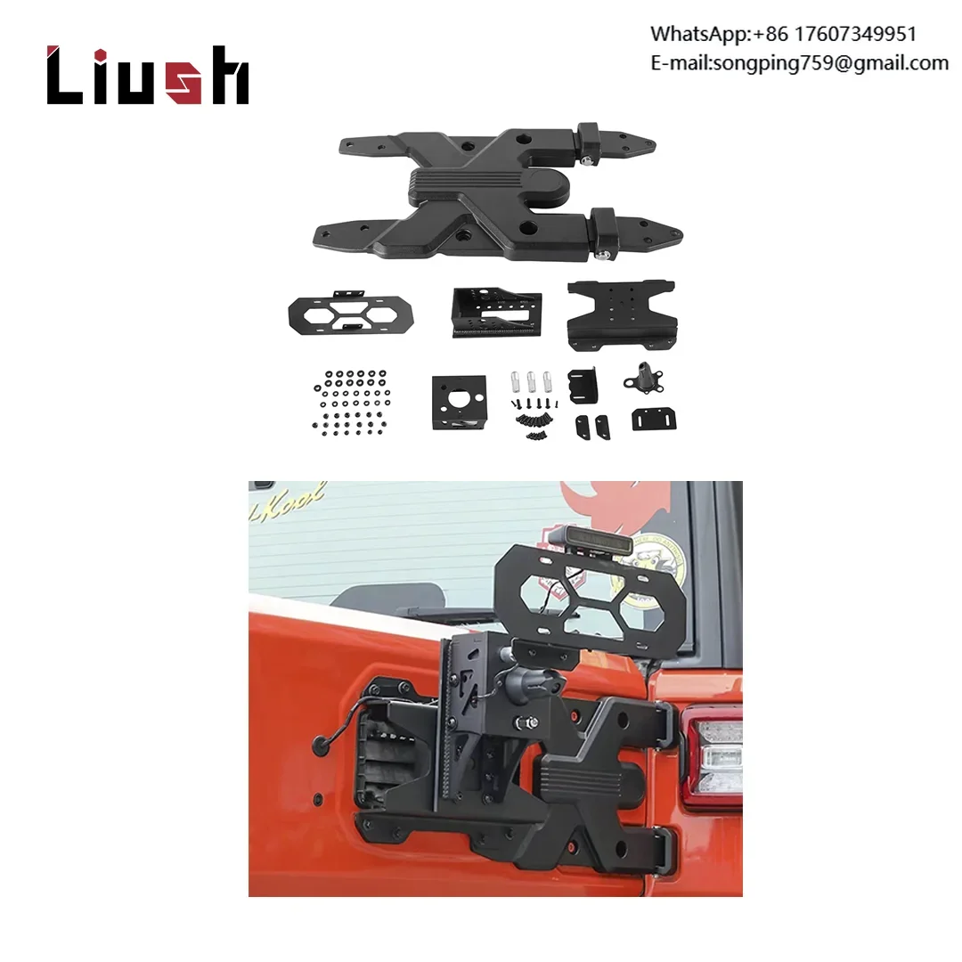 Liush Hinged Spare Tire Carrier for Jeep Wrangler JL 2018+ Spare Tire Bracket Reinforcement RR Hinge Assembly Car Accessory