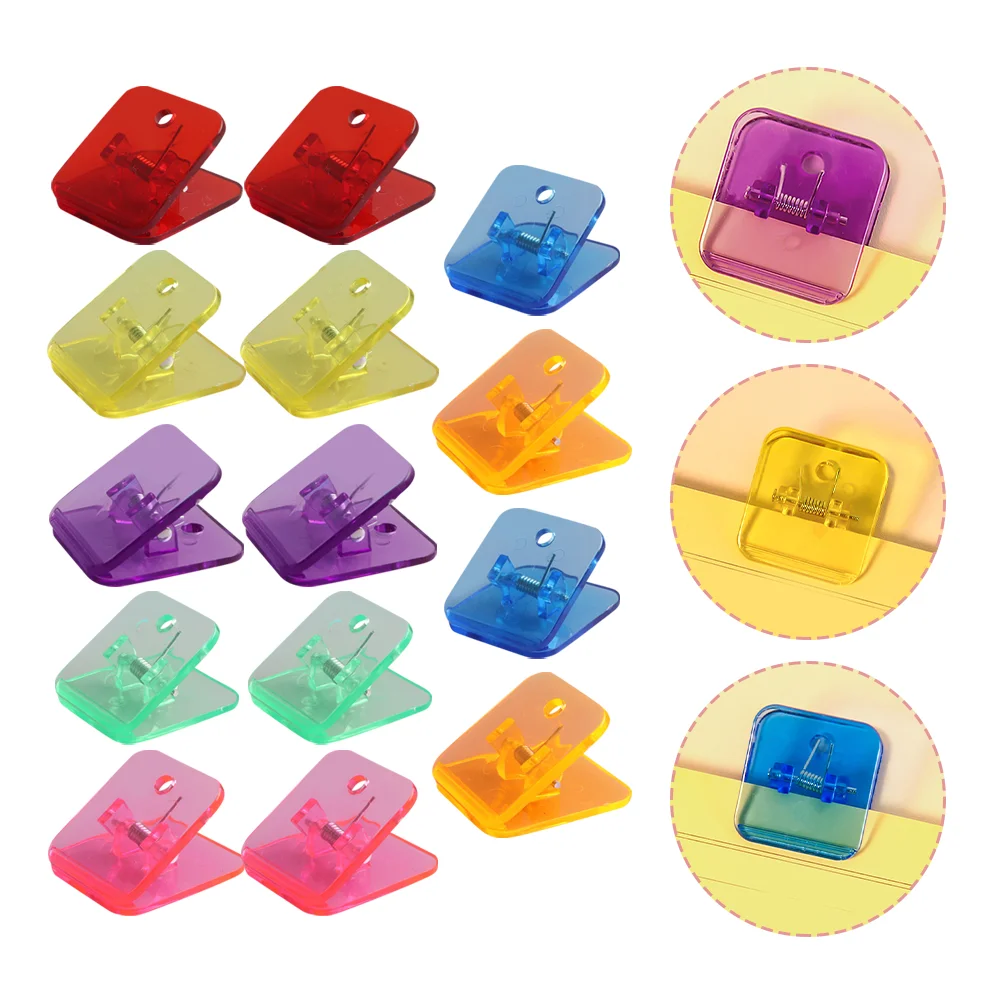 14 Pcs Binder Transparent Folder Office Accessory Household Paper Clip Adorable Plastic Clamp Multi-function Sealing Work