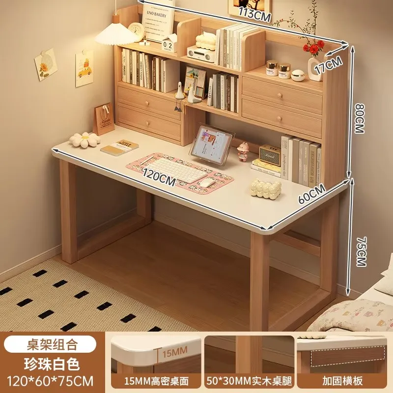 

Stable Desk Bookshelf Integrated Student Study Writing Desk Bedroom Small Apartment Hole Board Computer Table Office Furniture