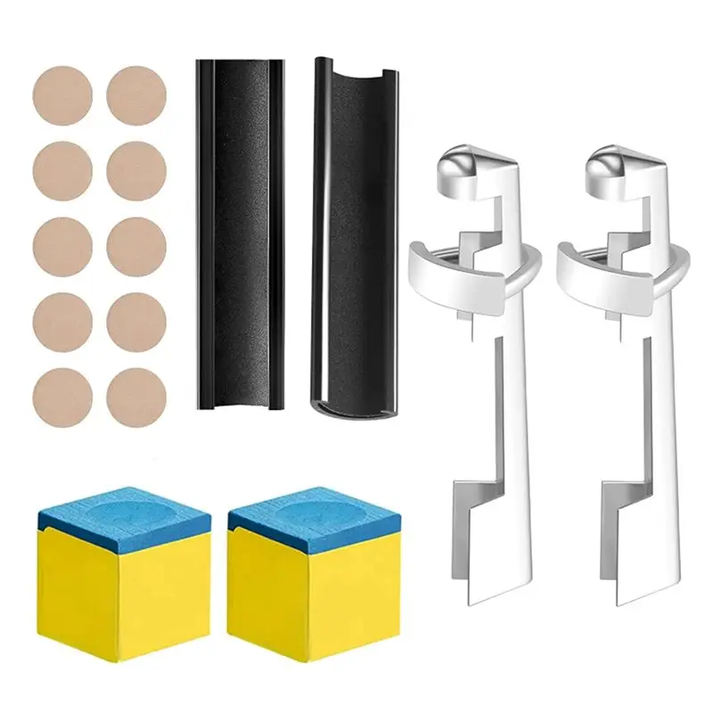 

【New User-Coupon!】18 Pcs Pool Cue Repair Accessory Kit Include 2 Cue Clamp 10 Pool Cue Tips Billiard Cue Tips Shaper Chalk Squar