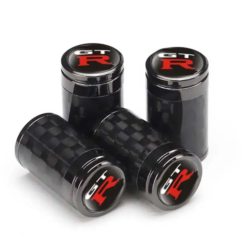 4pcs Carbon Fiber Car Tire Valve Caps Wheel Stem Covers for Nissan Nismo GTR Z 370Z Altima Livina Maxima Micra Sylphy X-Trail