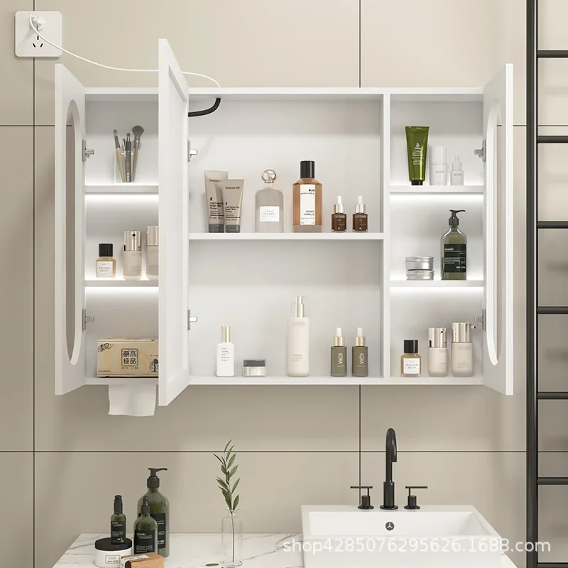 Smart bathroom mirror cabinet separate wall-mounted toilet bathroom mirror toilet mirror rack storage locker