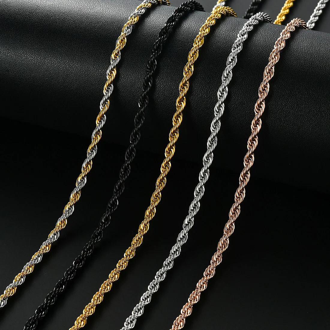 Brede 2,5/3/4/5/6MM roestvrijstalen gedraaide ketting voor mannen vrouwen unisex waterdicht gepersonaliseerde gevlochten touw ketting sieraden cadeau
