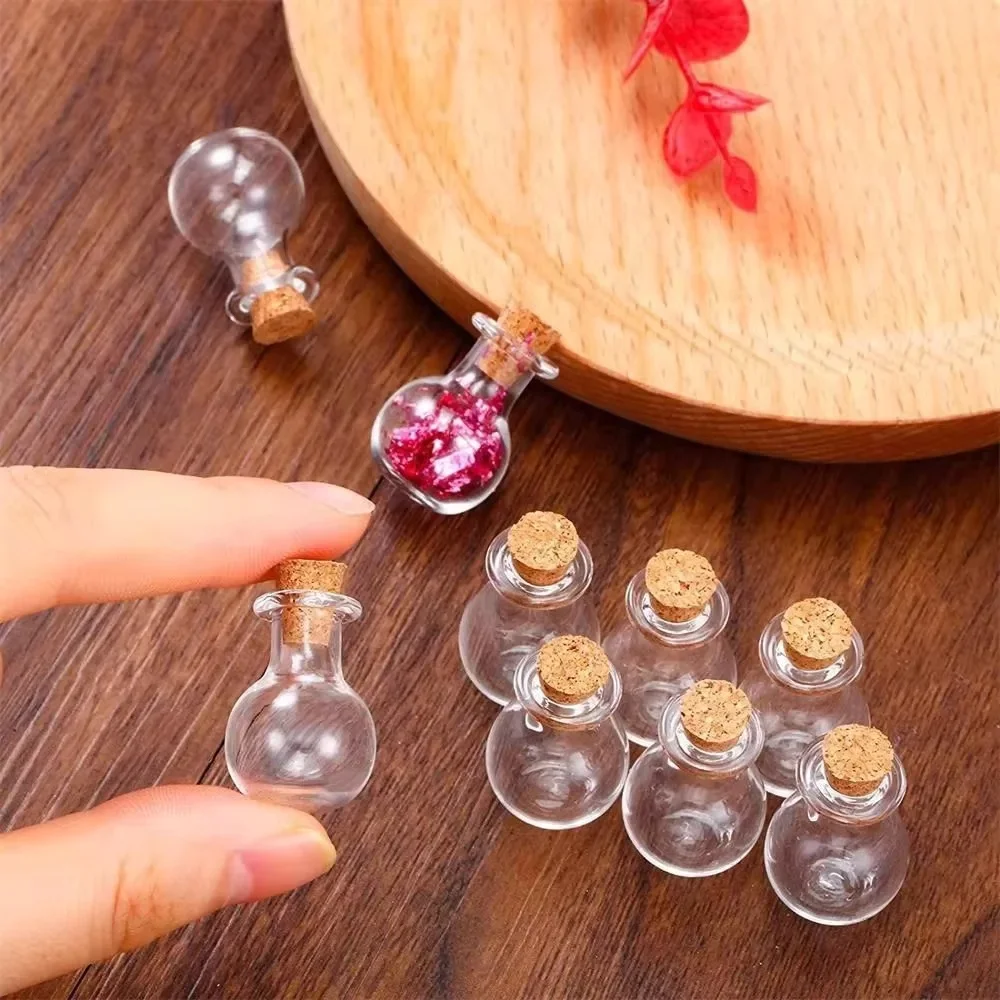 10 Stück kleine Glasflaschen, Miniatur-Fläschchen, Mini-Kork-Glasfläschchen für Hochzeiten – Detail 3