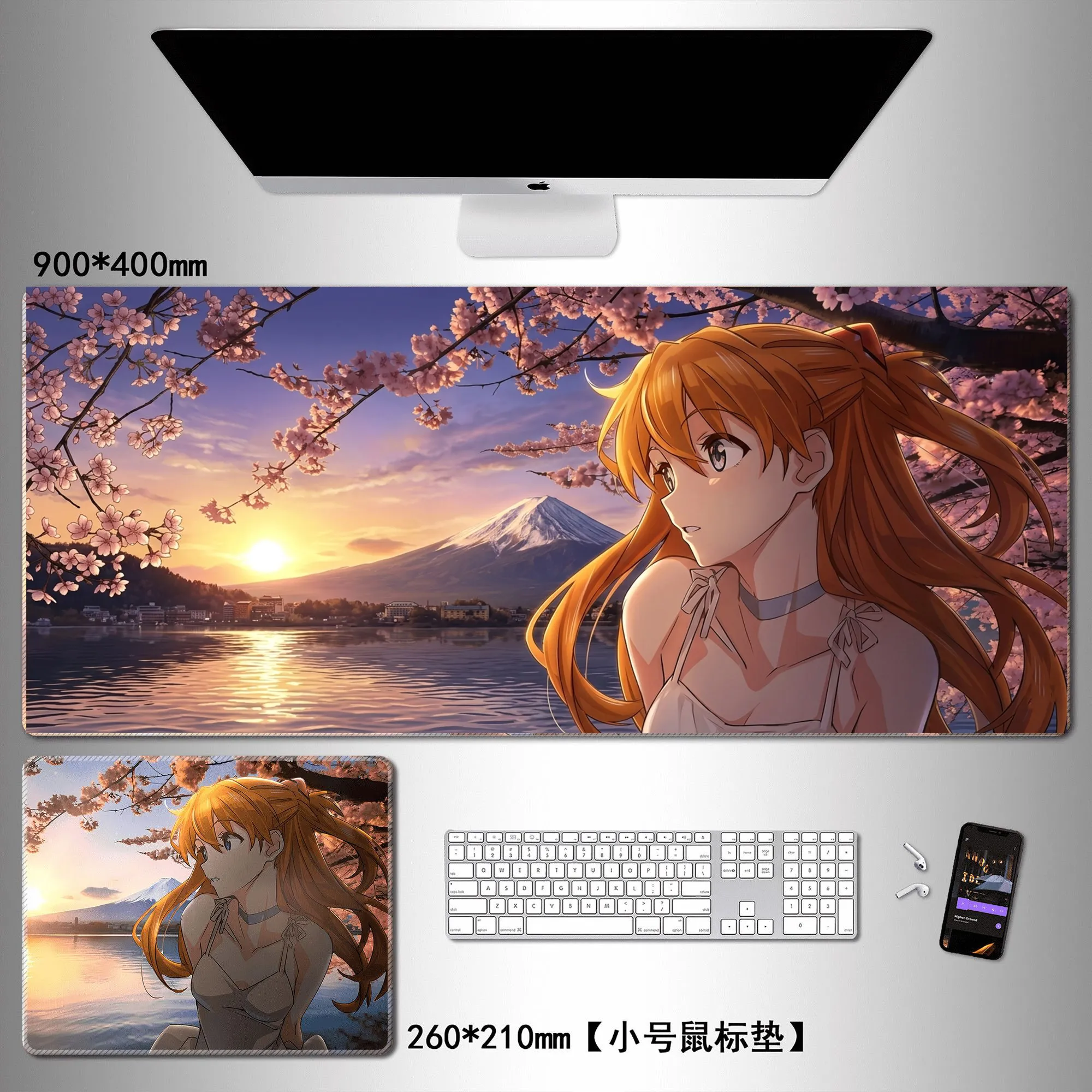 Anime Character Large Mouse Pad Asuka Ayanami Rei E-sports Game Computer Keyboard Dormitory Non-slip Table Mat Peripherals - view 5
