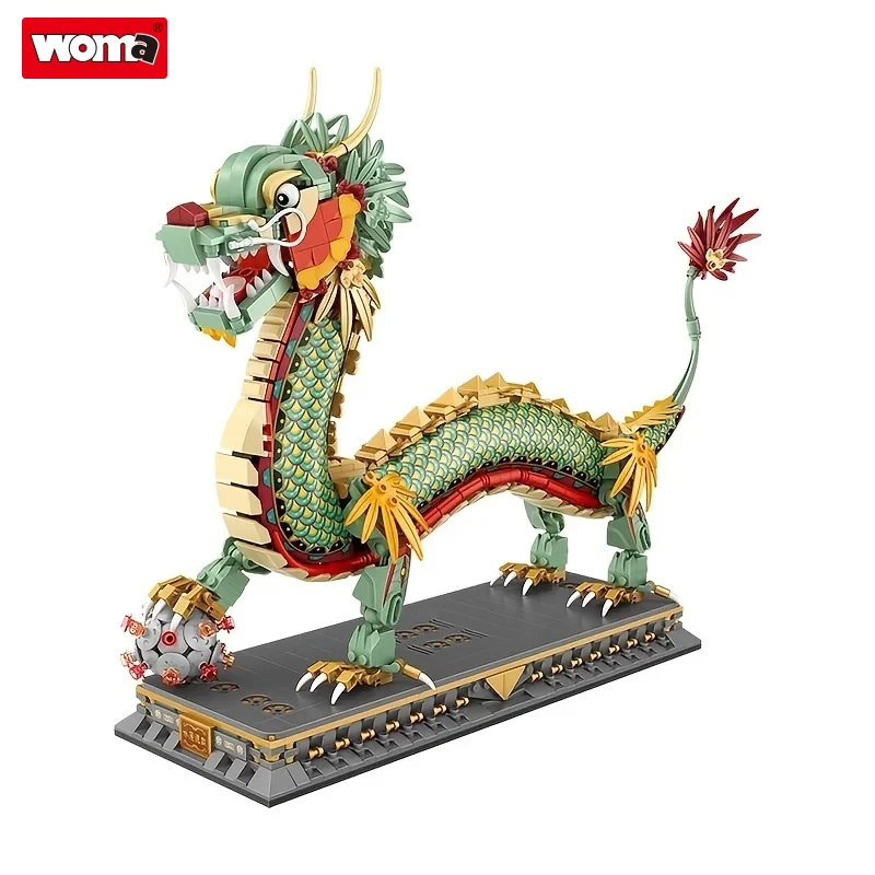 

Woma Brand Chinese Dragon Block Chinese Style Animal Mini Building Blocks DIY Kid Assembling Puzzle Bricks Toys Gifts