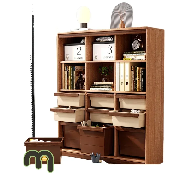 

Children's toy storage rack Shelf Toy storage cabinet Living room against the wall Baby locker Solid wood bookshelf