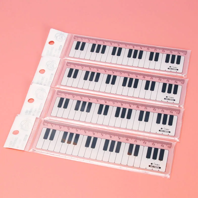 1Pcs Cute 15cm Musical Notes Piano Keyboard Plastic Straight Rulers Bookmark School Student Drawing Sketch Stationery Gift