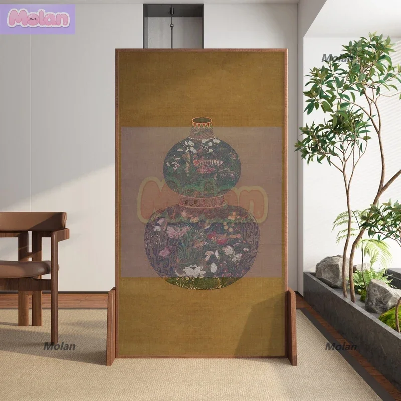 

New Chinese gourd screen partition living room entrance entrance home hotel office decoration wooden mobile seat screen