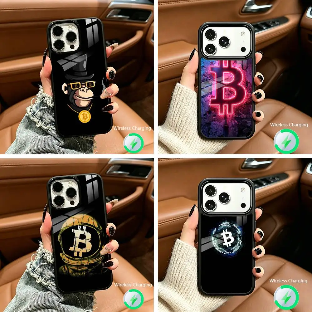 

Bitcoin Pattern Art Phone Case For IPhone17 16 15 14 13 12 11 Pro Max 16/15/14Plus Wireless Charger Cover Funda