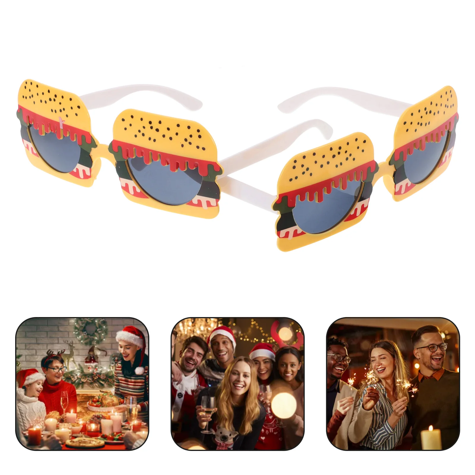 

2pcs Funny Hamburger Shaped Sunglasses Creative Masquerade Party Glasses Costume Accessories For Luau Tropical Props