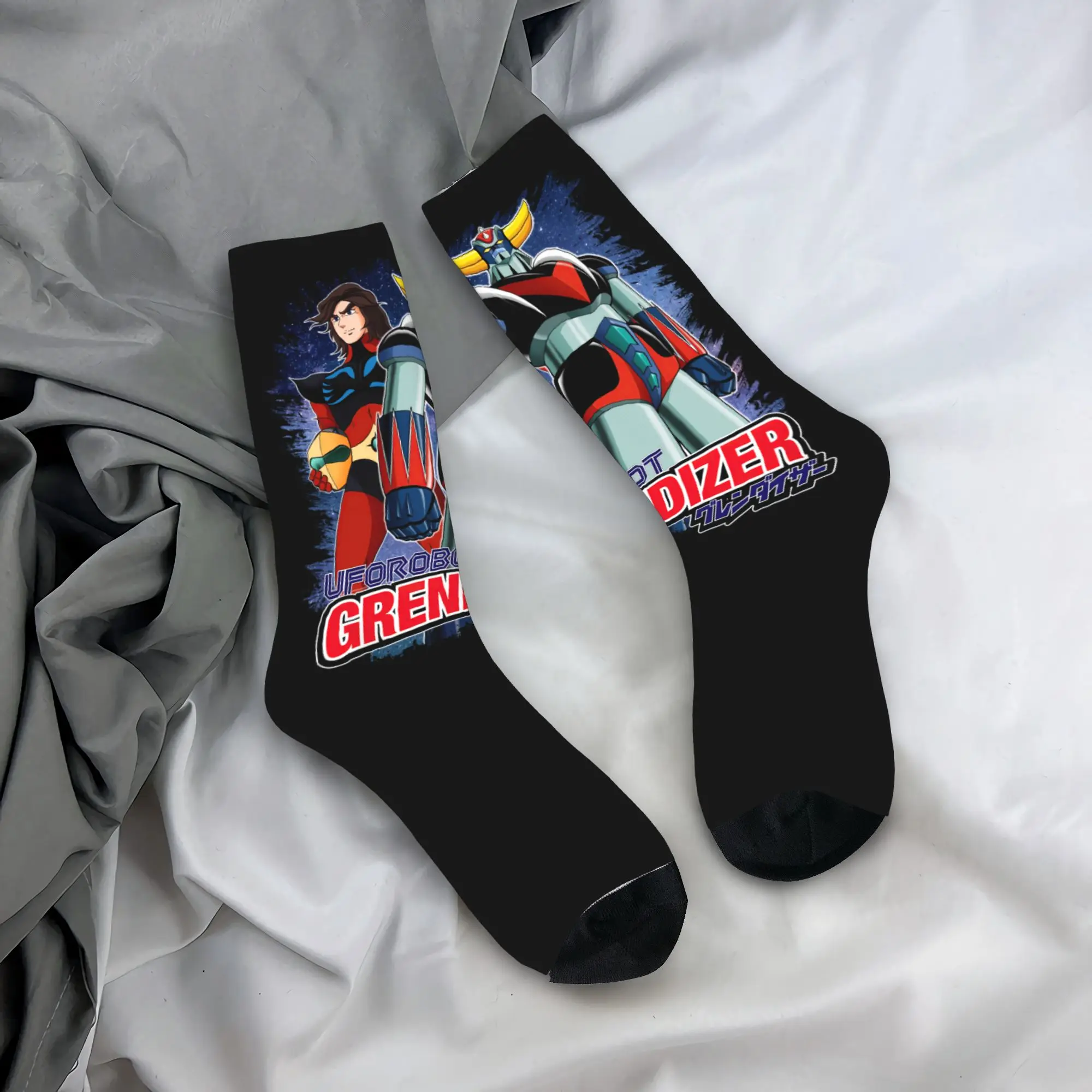 

Custom Goldorak Grendizer Actarus Men Women Crew Socks Unisex Fun UFO Robot Goldrake Spring Summer Autumn Winter Dress Socks