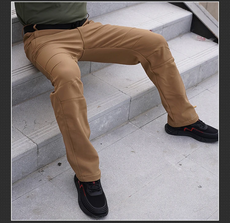 TRVLWEGO Dicke, warme Fleece-Wanderhose für Herren, Winter, winddicht, für den Außenbereich, Softshell, Regen, Trekking, Camping, Skihose – Detail 12