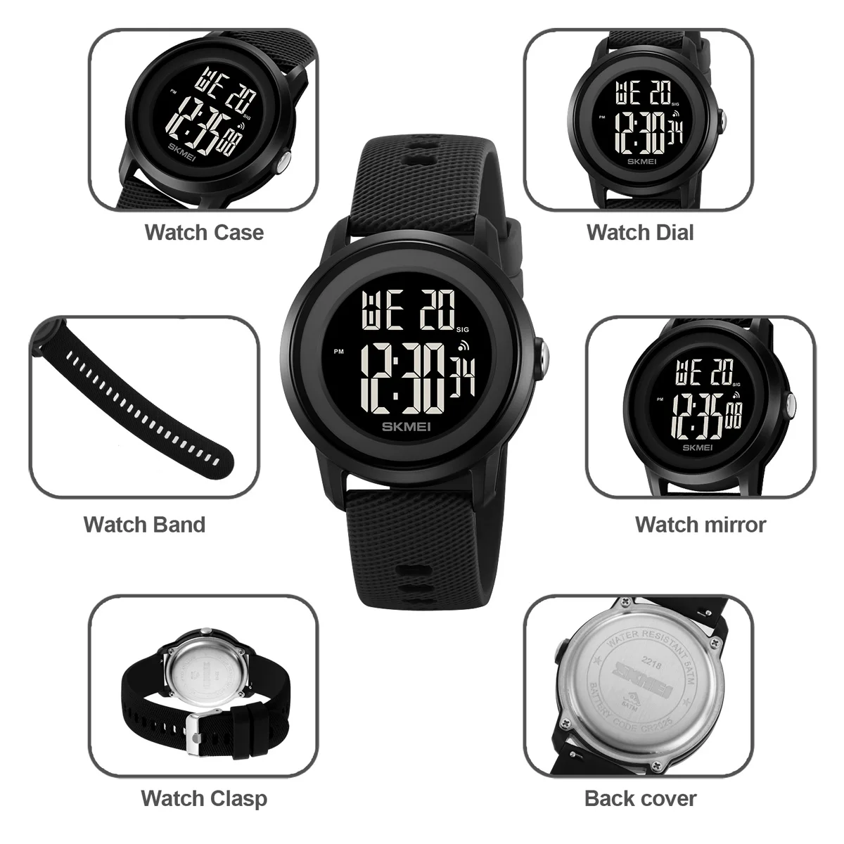 Skmei Countdown Sport Watches For Student Calendar Stopwatch Alarm Wristwatch Casual Back Light 5bar Waterproof