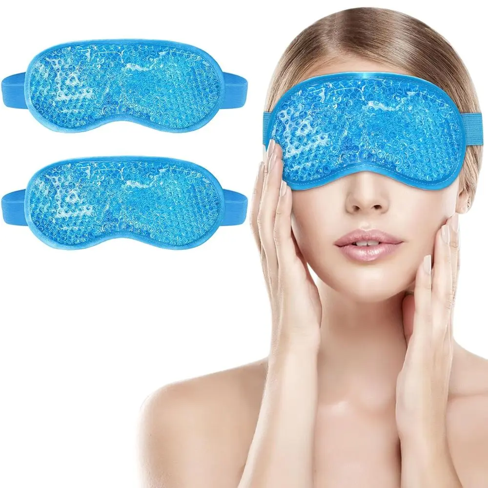 Wiederverwendbare Gel-Perlen-Augenmaske für Kalt- und Wärmetherapie, Plüsch-Rückseite für trockene Augen und Hautpflege