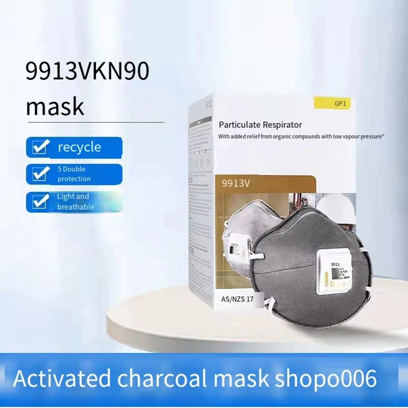 3M 9913V Activated Carbon Mask For Odor Prevention  Formaldehyde Prevention  Organic Gas Prevention  Haze Prevention Dust Preve