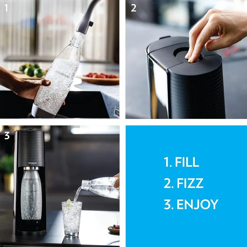 Sodastream Terra Bruisend Water Maker Bundel (Zwart), Met Co2, Dws Flessen En Bruisende Druppels Smaken