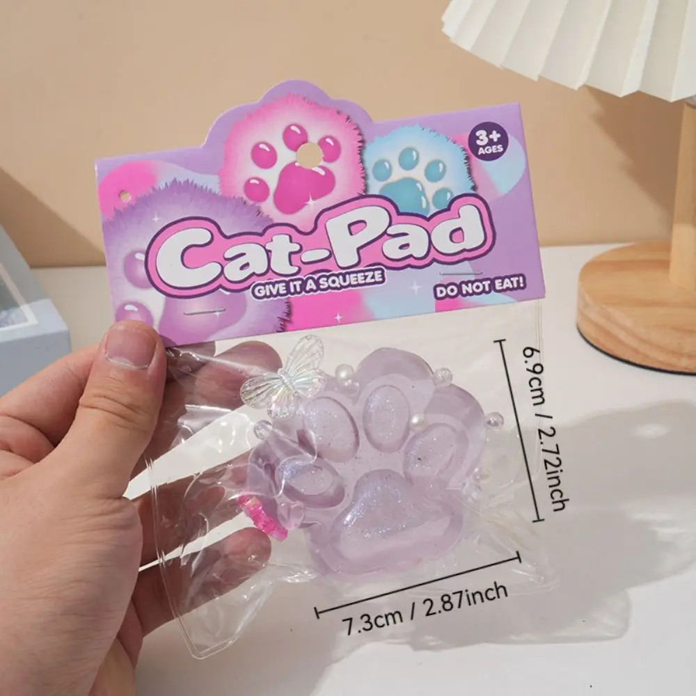 Cat Paw Pinch Toy Blingbling Slow Rebound Stress Relief Toys Transparent Cube Squeeze Toy Gift Sticky Stress Relief Relax Toys