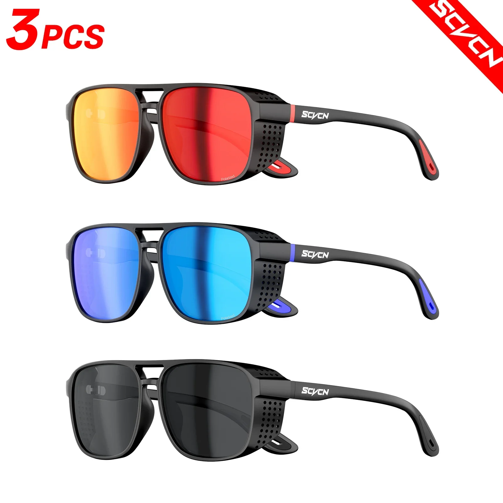 SCVCN Men Outdoor Cycling Sunglasses Running Driving Polarized Sports Windproof Activities Women Bike UV400 Lightweight Goggles