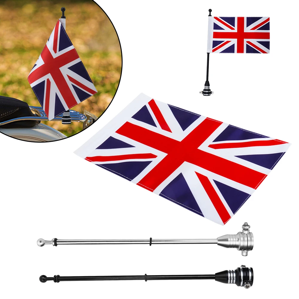 Luggage Rack Accessories Motorcycle National British Flag United Kingdom With Rear Chrome Black Side Mount Pole Moto For Harley