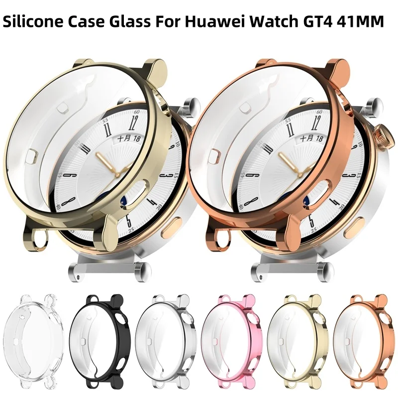 Silicone TPU Case Glass For Huawei Watch GT4 41MM Smart Watchband Screen Protector Cover for Huawei Watch GT 4 GT4 Bumper Shell