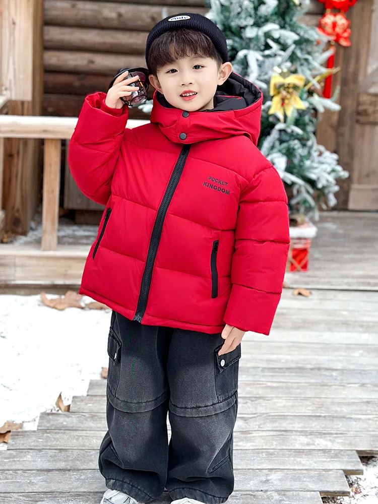 

Утепленная хлопковая куртка для мальчиков, зимнее пальто, детская утепленная хлопковая одежда для малышей, верхняя одежда в корейском стиле с принтом