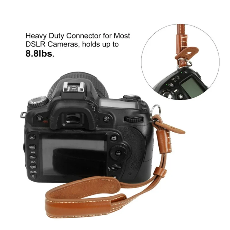 FFYY-Suitable for SLR Leather Wrist Strap Digital Camera Anti-Lost and Anti-Fall Hand Strap Photography Accessories-Brown