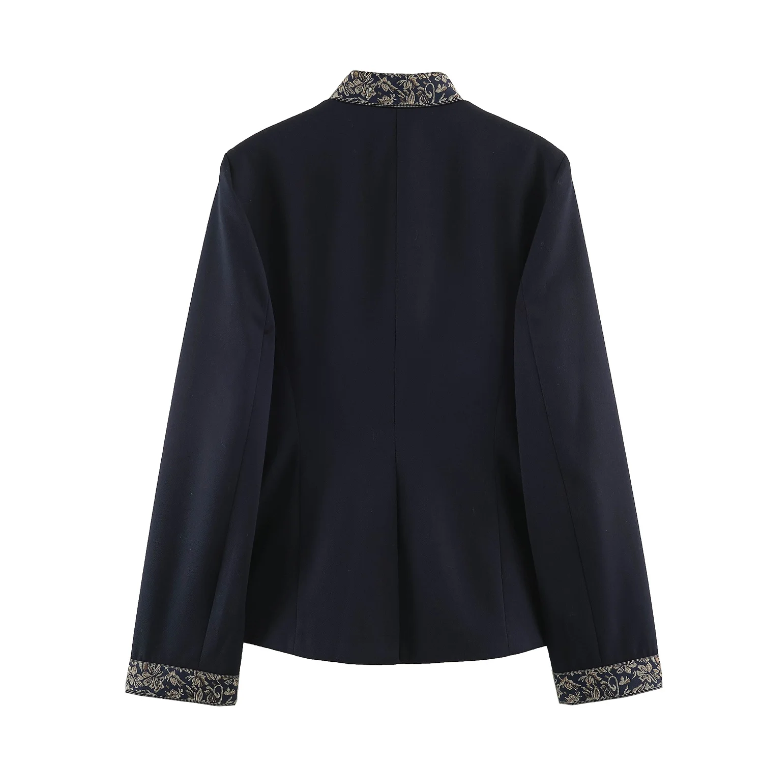 Damen Herbstmode, bestickte Jacken, elegante Jacken mit Stehkragen und Knöpfen, schwarze Jacken, Freizeitjacken, langärmelige Vintage-Napoleon-Jacken. – Detail 4
