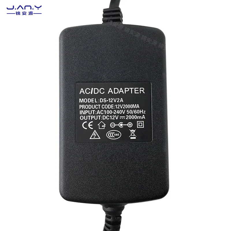 Adaptador de corriente DC12V2A, regulador de voltaje, cámara de alimentación de monitoreo, fuente de alimentación conmutada CC para uso en interiores