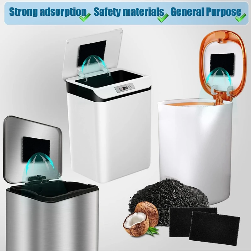 1 Piece Trash Can Absorbing Filters Activated Charcoal Purifying Deodorizer For Trash Cans, Compost Buckets-Rectangle