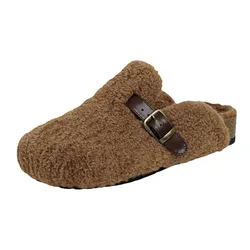 2023 Winter Warme Dames Pluche Slippers Platte Schoenen Dragen Thuis En Op Kantoor Dames Casual Muiltjes 41-43 Gratis Verzending