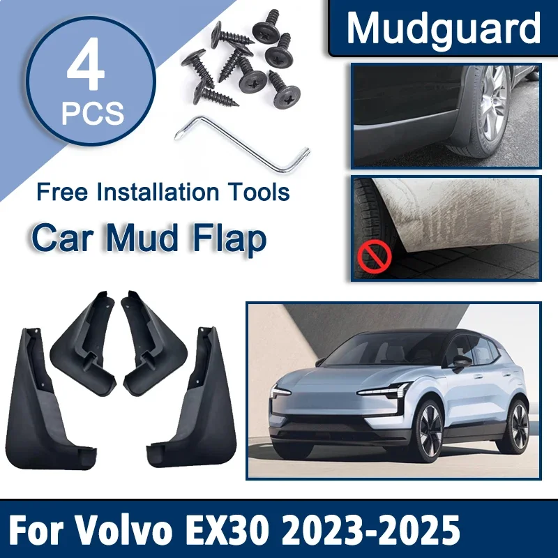 

4PCS Mudflaps For Volvo EX30 2024 Mud Flaps 2025 2023 Fenders Mudguard Splash Guards Tools Front Rear Fender Cars Accessories