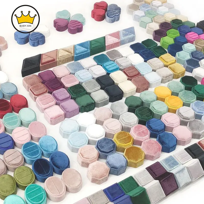 Velvet Double Ring Box with Detachable Lid Earrings Proposal Engagement Wedding Ceremony Gifts Pair Rings Box