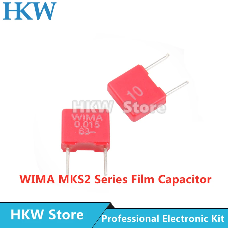 5pcs Original WIMA 0.015UF 63V RED MKS2 5MM Film Capacitor Hi-Fi Audio Capacitors 63V 0.015UF 153/15NF/0.015UF 0.015UF63V