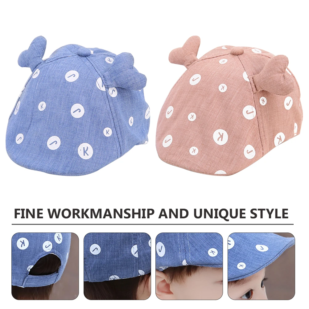 

2 Pcs Baby Beret Casual Cap Kids Hats Newborn Cotton Baseball Children Winter Costume British Style Headwear Warm Girl Has