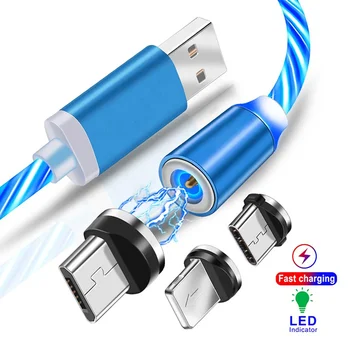 3 In1 manyetik akım aydınlık aydınlatma şarj cep telefonu kablosu Cle Usb C kablo LED mikro USB tip C için Iphone Huawei P50