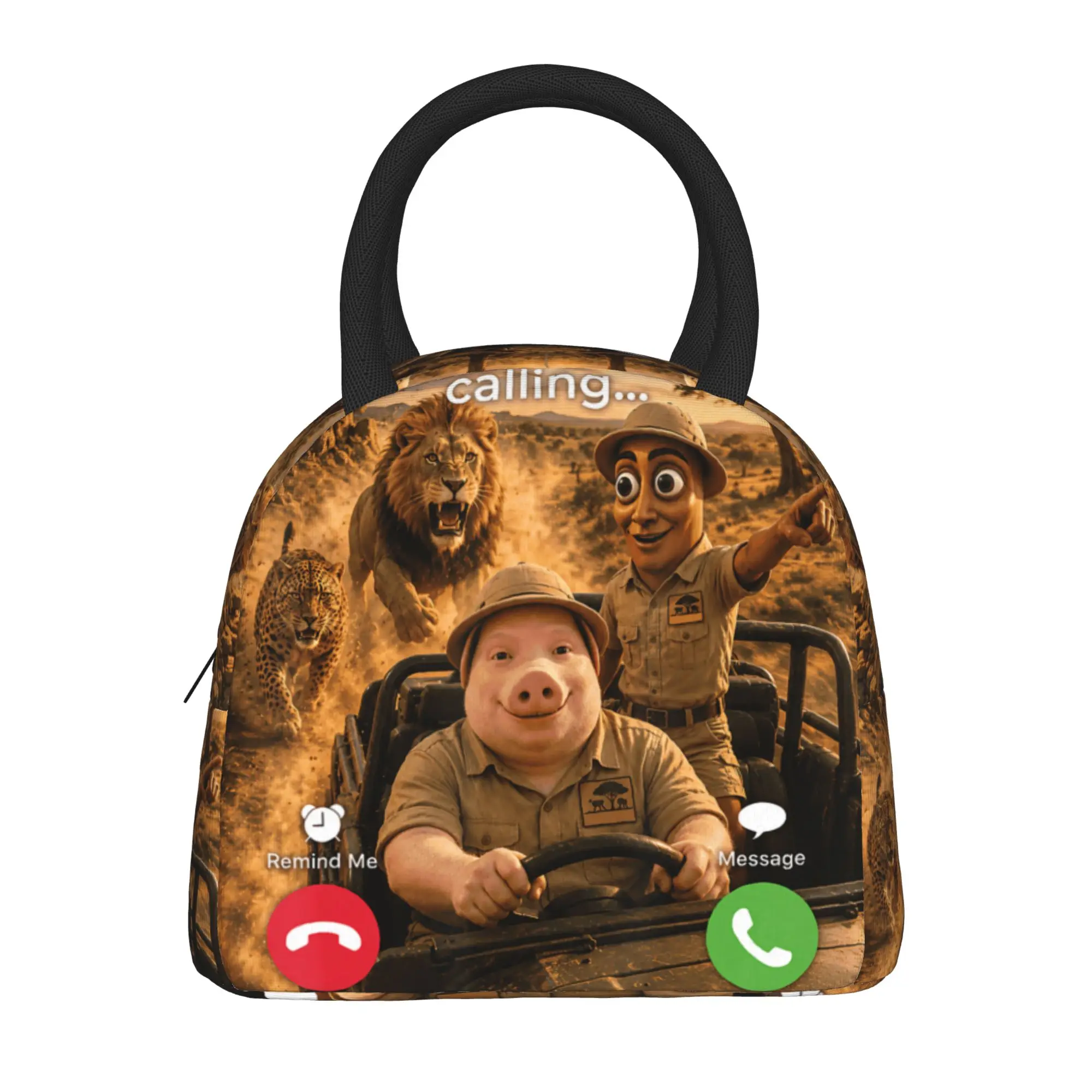 John Pork Tung Sahur Wildlife Adventure African Safari Trip Lunch Bag  Picnic Lunch Box Women Casual Print Thermal Tote Handbags