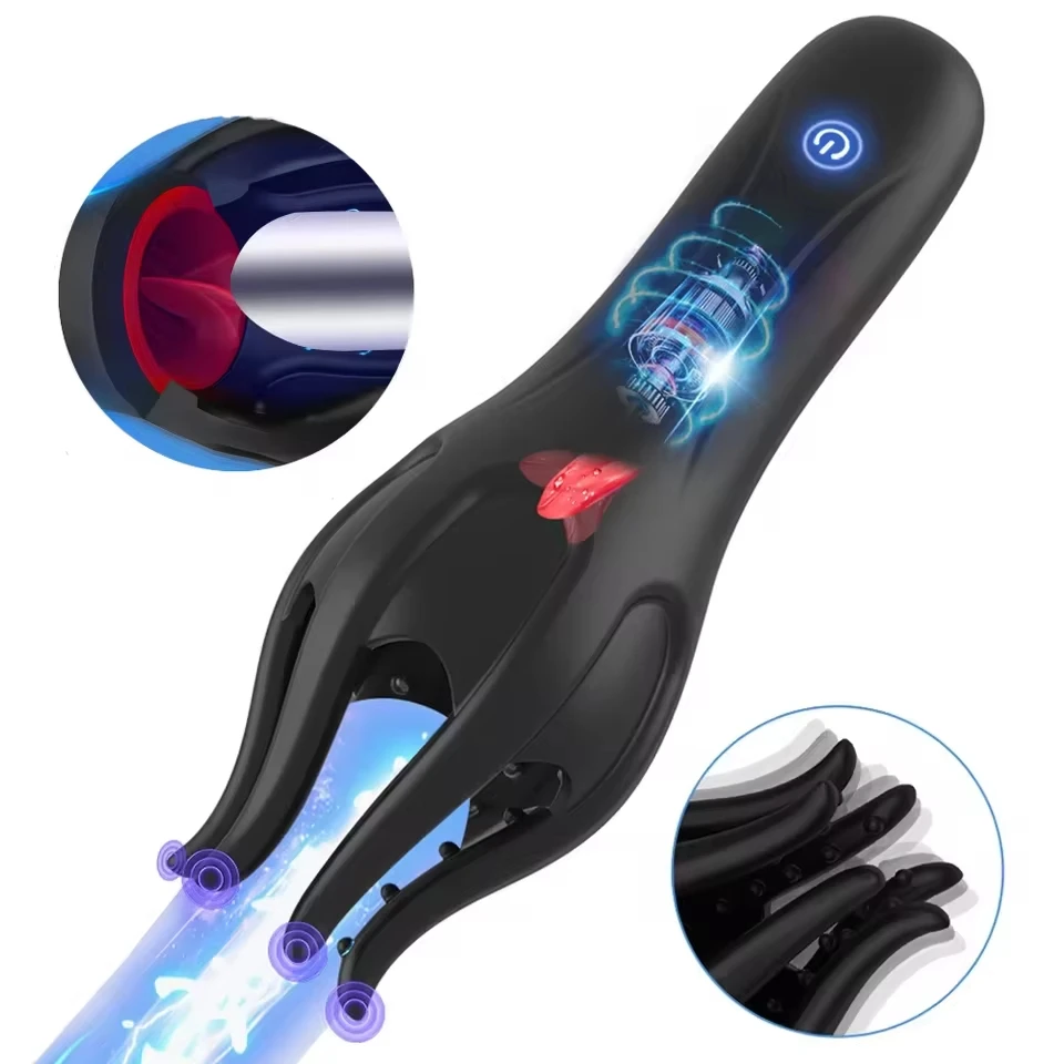 Glans Trainer for Men Male Penis Massage Oral Vibrator Tongue Licking Stimulator Blowjob Delay Endurance Masturbator Sex Toys